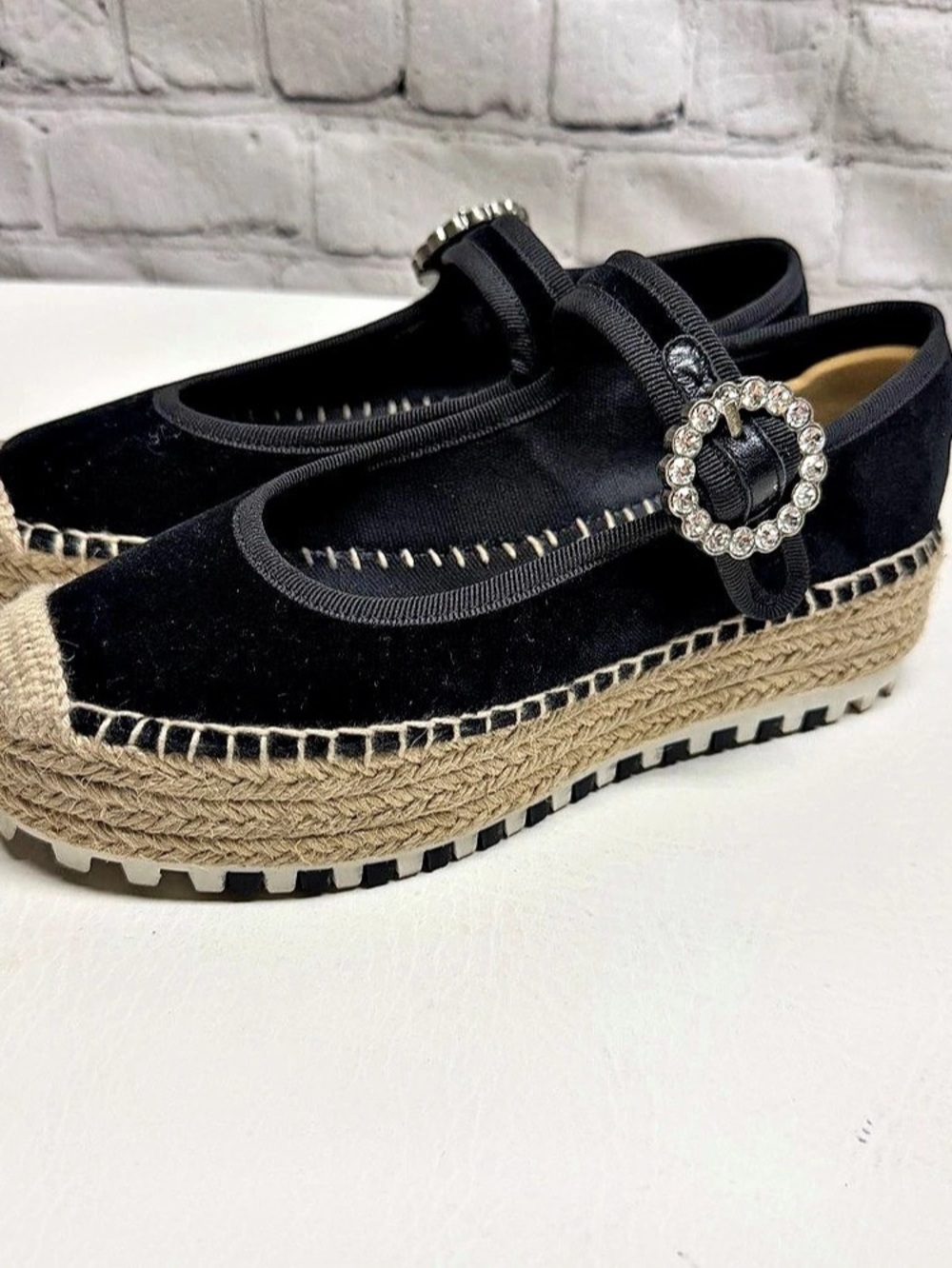 Marc Jacobs Suzi Velvet Crystal Espadrille Platform Mary Sz 35/ US 5